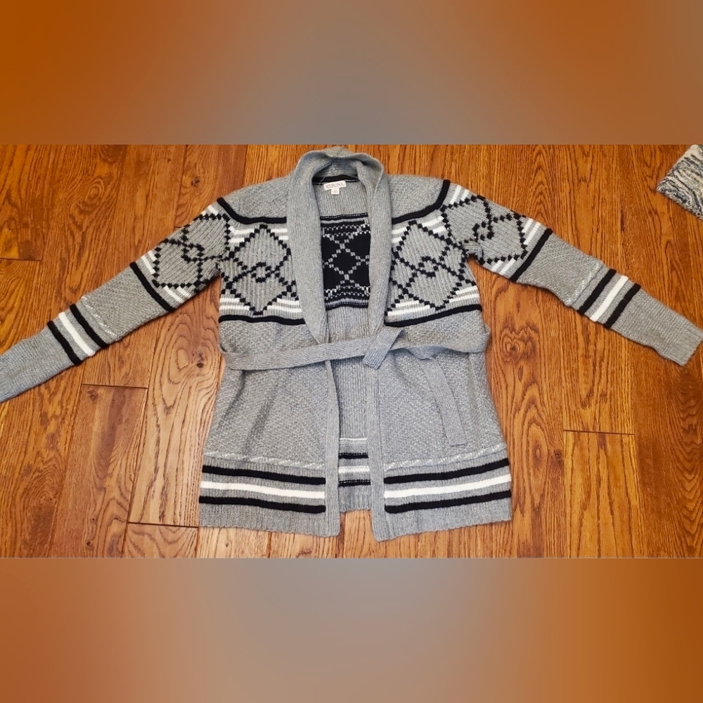 Gray Patterned Women's Heavy Sweater Cardigan